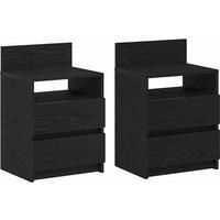 Berkfield Home Bedside Cabinets 2 pcs with 2 Drawers Black 40x33x60 cm | Size: 40 x 33 x 60 cm
