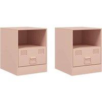 Berkfield Home Bedside Cabinets 2pcs Pink 34.5x39x44 cm Steel