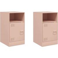 Berkfield Home Bedside Cabinets 2pcs Pink 34.5x39x62 cm Steel