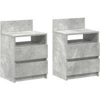 Berkfield Home Bedside Cabinets 2 pcs with 2 Drawers Concrete Grey 40x33x60 cm | Size: 40 x 33 x 60 cm