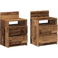 Berkfield Home Bedside Cabinets 2 pcs with 2 Drawers Old Wood 40x33x60 cm in Brown | Size: 40 x 33 x 60 cm