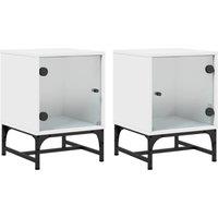 Berkfield Home Bedside Cabinets with Glass Doors 2 pcs White 35x37x50 cm | Size: 35 x 37 x 50 cm