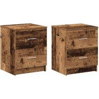 Berkfield Home Bedside Cabinets 2 pcs with 2 Drawers Old Wood 40x36x50 cm in Brown | Size: 40 x 36 x 50 cm