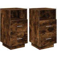 Berkfield Home Bedside Cabinets 2 pcs with 2 Drawers Smoked Oak 36x36x68 cm in Brown | Size: 36 x 36 x 68 cm