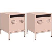 Berkfield Home Bedside Cabinets 2 pcs Pink 35x39x43.5 cm Steel