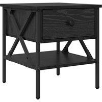 Berkfield Home Bedside Table Black Oak 40x42x45 cm Engineered Wood | Size: 40 x 42 x 45 cm