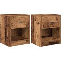 Berkfield Home Bedside Cabinets 2 pcs with Drawer Old Wood 40x34x50 cm in Brown | Size: 40 x 34 x 50 cm