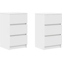 Berkfield Home Bedside Cabinets with 3 Drawers 2 pcs White 39x35x65 cm | Size: 39 x 35 x 65 cm