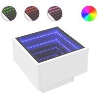 Berkfield Home Bedside Table with Infinity LED White 40x40x30 cm | Size: 40 x 40 x 30 cm