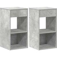 Berkfield Home Bedside Cabinets with Drawer 2 pcs Concrete Grey 35x34x66.5 cm