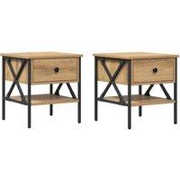 Berkfield Home Bedside Tables 2 pcs Artisan Oak 40x42x45 cm Engineered Wood in Beige | Size: 40 x 42 x 45 cm