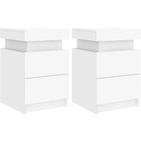Berkfield Home Bedside Cabinets with LED Lights 2 pcs White 35x39x55 cm | Size: 35 x 39 x 55 cm