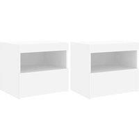 Berkfield Home Bedside Cabinets with LED Lights 2 pcs White 50x40x45 cm | Size: 50 x 40 x 45 cm