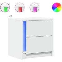 Berkfield Home Bedside Cabinets with LED Lights 2 pcs White Engineered Wood