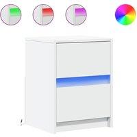 Berkfield Home Bedside Cabinets with LED Lights 2 pcs White Engineered Wood