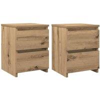 Berkfield Home Bedside Cabinets 2 pcs Aritisan Oak 30x30x40 cm Engineered Wood in Brown | Size: 30 x 30 x 40 cm