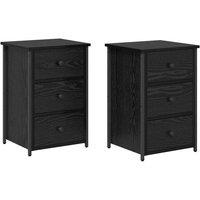 Berkfield Home Black Oak Nightstand Set Black Oak Engineered Wood Medium Drawers