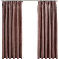 Berkfield Home Blackout Curtains 2pcs with Hooks Velvet Antique Pink 140x175cm | Size: 140x175 cm