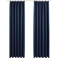 Berkfield Home Blackout Curtains with Hooks 2 pcs Blue 140x245 cm