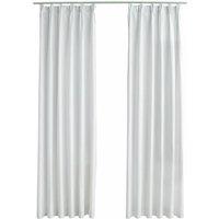 Berkfield Home Blackout Curtains with Hooks 2 pcs Off-White 140x245 cm in White
