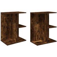 Berkfield Home Bedside Tables 2 pcs Smoked Oak 46.5x29x61 cm Engineered Wood in Brown