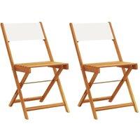 Berkfield Home Bistro Chairs 2 pcs Cream White Solid Wood Acacia & Fabric