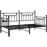 Berkfield Home Black Daybed Frame with Trundle, 90x200 cm, Made of Steel | Size: 90x200 cm