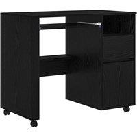 Berkfield Home Black Oak Computer Desk Black Oak Engineered wood, Metal Medium