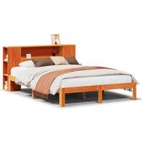 Berkfield Home Bookcase Bed without Mattress Wax Brown 140x200cm Solid Wood Pine | Size: 140x200 cm
