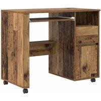 Berkfield Home Brown Computer Desk Old Wood Particle board, Metal Standard