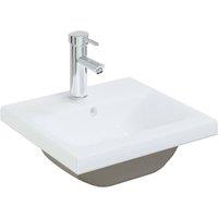 Berkfield Home Built-in Basin with Faucet 42x39x18 cm Ceramic White | Size: 42 x 39 x 18 cm