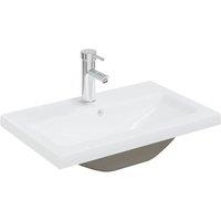 Berkfield Home Built-in Basin with Faucet 61x39x18 cm Ceramic White | Size: 61 x 39 x 18 cm