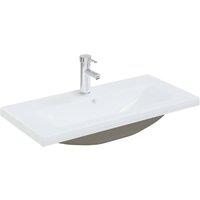 Berkfield Home Built-in Basin with Faucet 81x39x18 cm Ceramic White | Size: 81 x 39 x 18 cm