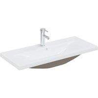 Berkfield Home Built-in Basin with Faucet 91x39x18 cm Ceramic White | Size: 91 x 39 x 18 cm