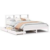 Berkfield Home Bookcase Bed without Mattress White 135x190 cm Double Solid Wood Pine