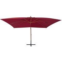 Berkfield Home Cantilever Umbrella with Wooden Pole 400x300 cm Bordeaux Red