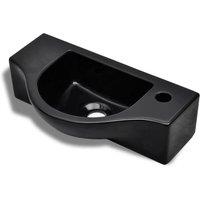 Berkfield Home Ceramic Bathroom Sink Basin with Faucet Hole Black