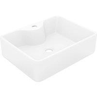 Berkfield Home Ceramic Bathroom Sink Basin with Faucet Hole White Square