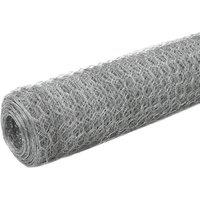 Berkfield Home Chicken Wire Fence Galvanised Steel 25x1.2 m Silver