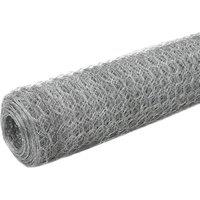 Berkfield Home Chicken Wire Fence Galvanised Steel 25x1.5 m Silver