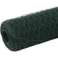 Berkfield Home Chicken Wire Fence Steel with PVC Coating 25x1.5 m Green