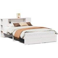 Berkfield Home Bookcase Bed without Mattress White 160x200cm Solid Wood Pine | Size: 160x200 cm