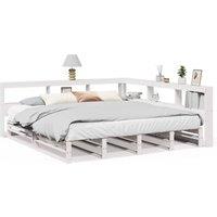 Berkfield Home Bookcase Bed without Mattress White 200x200cm Solid Wood Pine | Size: 200x200 cm