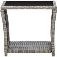 Berkfield Home Coffee Table Grey 45x45x40 cm Poly Rattan & Glass | Size: 45 x 45 x 40 cm