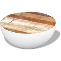 Berkfield Home Bowl Shaped Coffee Table Solid Reclaimed Wood 60x60x30 cm in White | Size: 60 x 60 x 30 cm