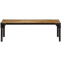 Berkfield Home Coffee Table Solid Rough Mango Wood & Steel 110 cm in Brown