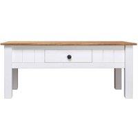 Berkfield Home Coffee Table White 100x60x45 cm Solid Pine Wood Panama Range | Size: 100 x 60 x 45 cm