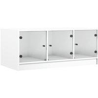 Berkfield Home Coffee Table with Glass Doors White 102x50x42 cm | Size: 102 x 50 x 42 cm