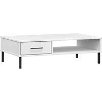 Berkfield Home Coffee Table with Metal Legs White Solid Wood Pine OSLO