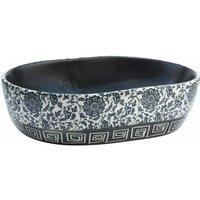 Berkfield Home Countertop Basin Black & Blue Oval 47x33x13 cm Ceramic | Size: 47 x 33 x 13 cm